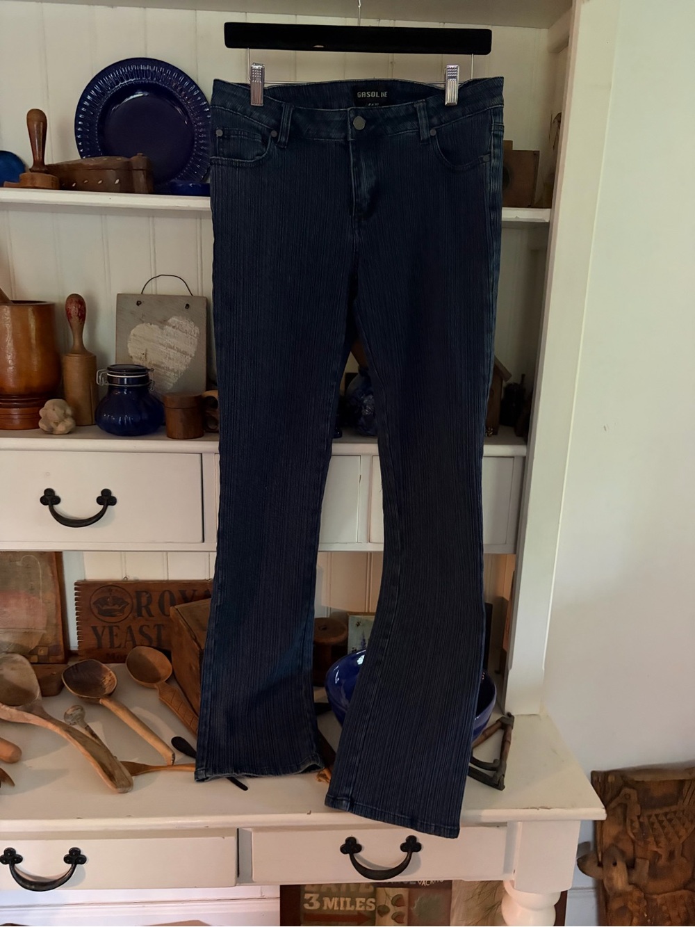 Gasoline Blue Vertical-Stripe Women’s Jeans